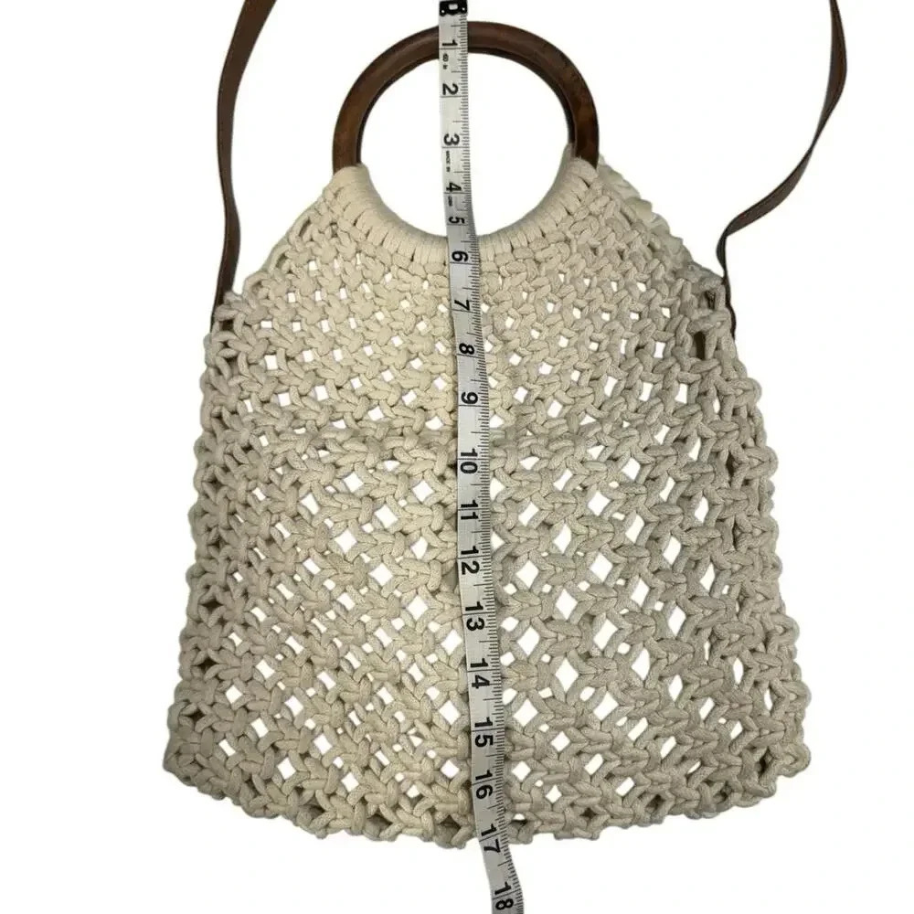 Sigrid Olsen Handcrafted Natural Macrame Crossbody Fully Lined Snap Close Bag - Picture 11 of 16